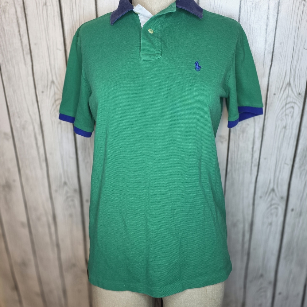 Polo Ralph Lauren Classic Fit Green & Blue Mesh Polo - Small